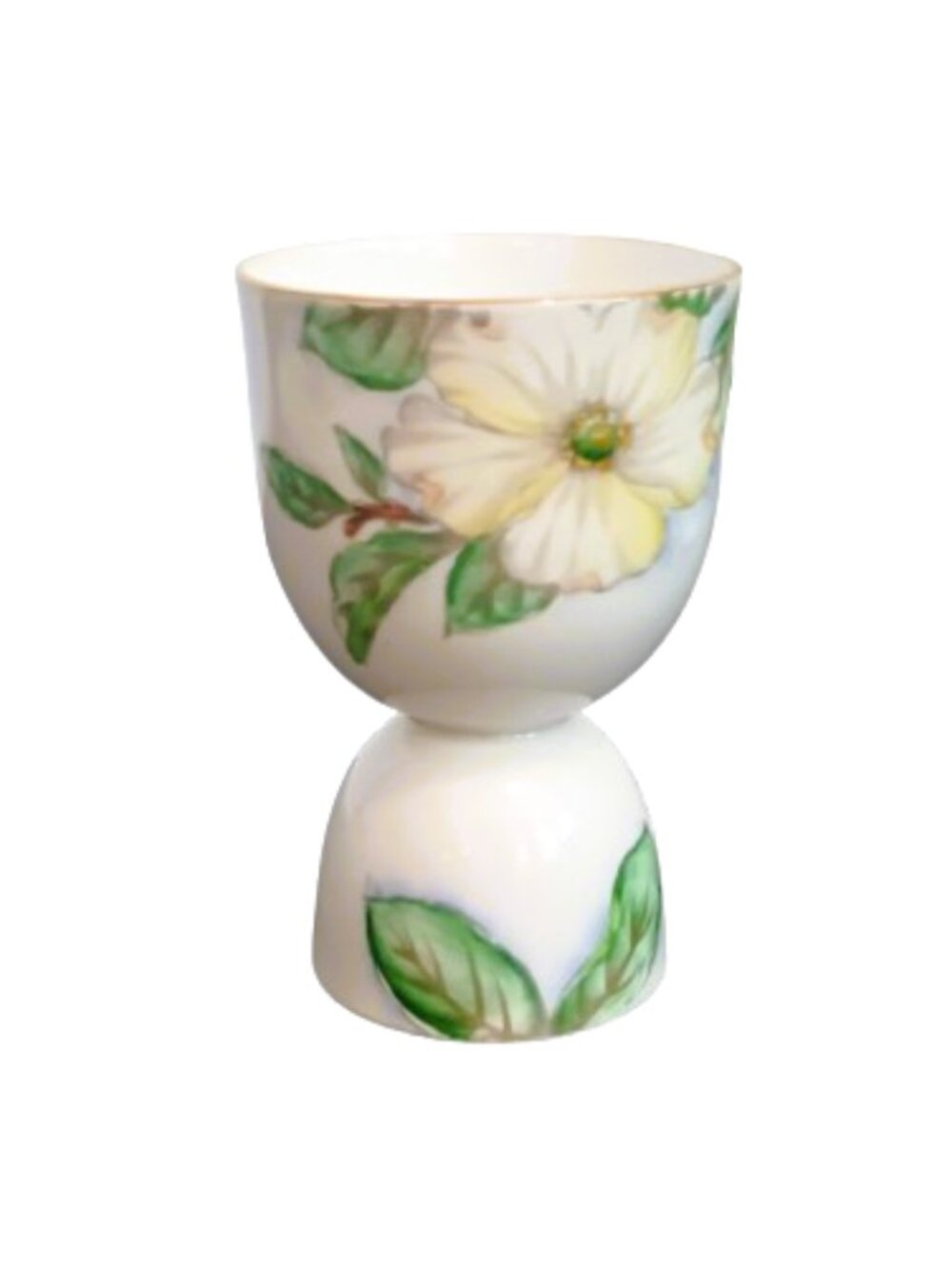 Tuscan White Dogwood Egg Cup Vintage Gold Trim